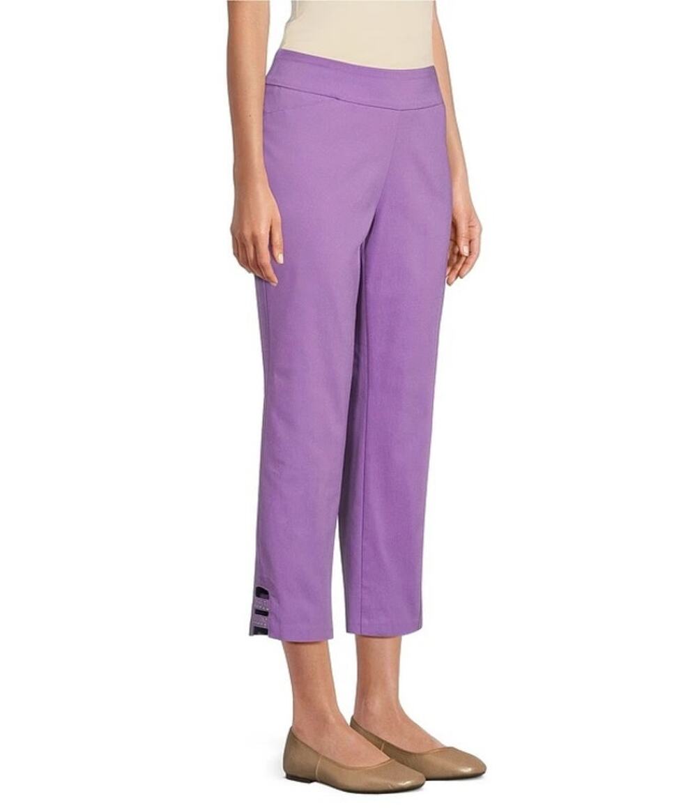 NWT Allison Daley Woman Lattice Hem Cropped Pants in Amethyst, 18W